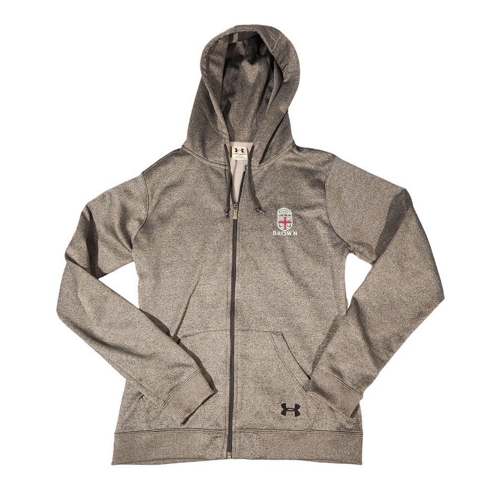 Brown University Under Armour Hoodie Sweatshirt Womens Small Heather Gray Zip